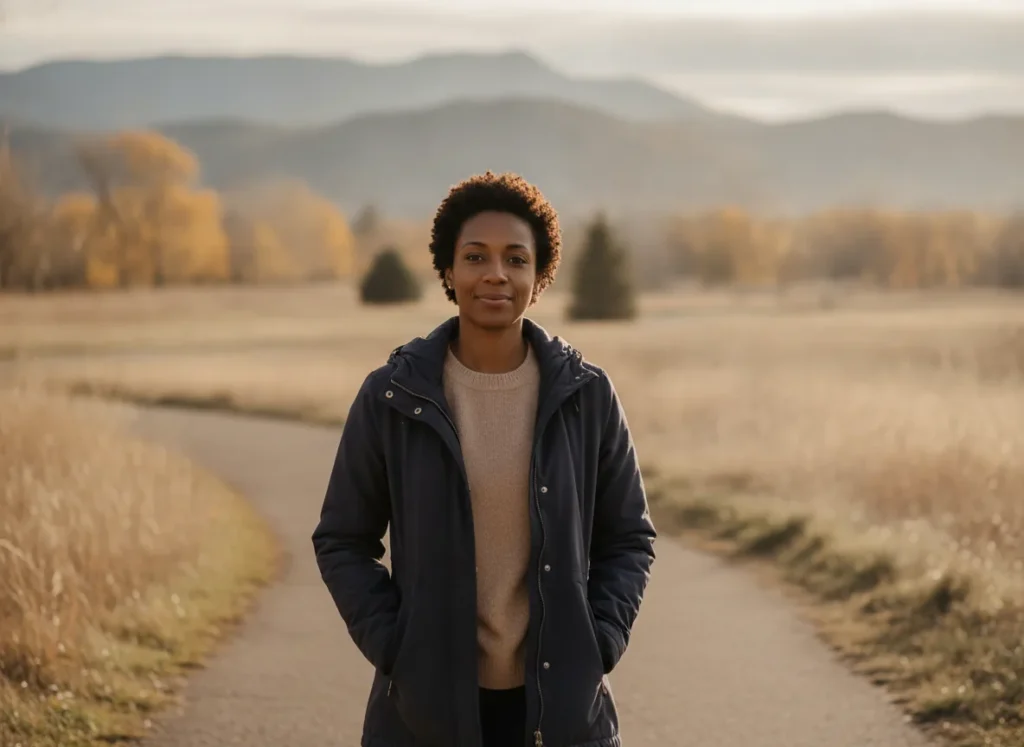 Person walking outdoors in a Denver park after starting depression therapy.