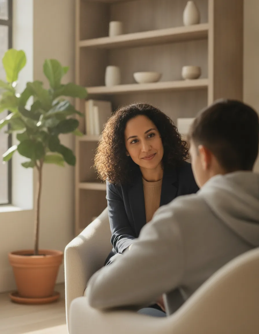 A therapist working with a teenage client in Denver